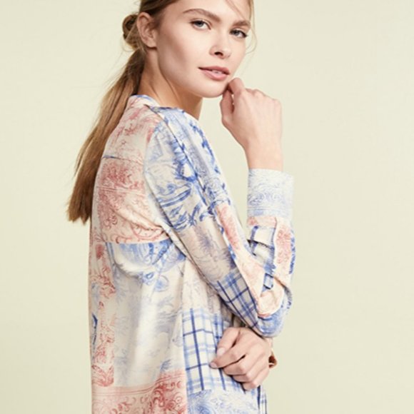 $498 NEW TORY BURCH Silk Patchwork shirt dress 8 - Picture 5 of 14